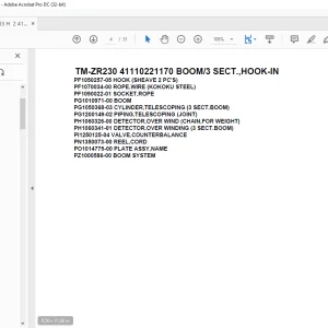 Tadano Cargo Crane TM-ZR230 41110221170 BOOM3 SECT.,HOOK-IN Parts Manual - PDF