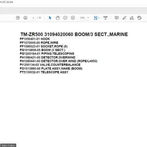 Tadano Cargo Crane TM-ZR500 31094020060 BOOM/3 SECT.,MARINE Parts Manual - PDF DOWNLOAD