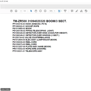 Tadano Cargo Crane TM-ZR500 31094020320 BOOM/3 SECT.Parts Manual - PDF DOWNLOAD