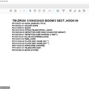 Tadano Cargo Crane TM-ZR500 31094020420 BOOM/3 SECT.,HOOK-IN Parts Manual - PDF DOWNLOAD