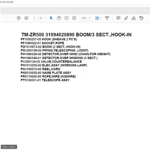 Tadano Cargo Crane TM-ZR500 31094020890 BOOM/3 SECT.,HOOK-IN Parts Manual - PDF DOWNLOAD