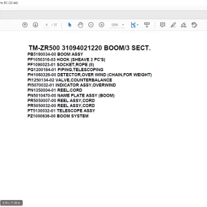Tadano Cargo Crane TM-ZR500 31094021220 BOOM/3 SECT.Parts Manual - PDF DOWNLOAD