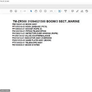 Tadano Cargo Crane TM-ZR500 31094021500 BOOM/3 SECT.,MARINE Parts Manual - PDF DOWNLOAD