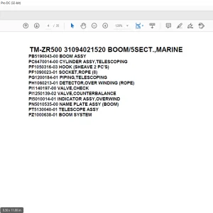 Tadano Cargo Crane TM-ZR500 31094021520 BOOM/5SECT.,MARINE Parts Manual - PDF DOWNLOAD