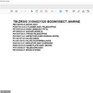 Tadano Cargo Crane TM-ZR500 31094021520 BOOM5SECT.,MARINE SECT.Parts Manual - PDF DOWNLOAD