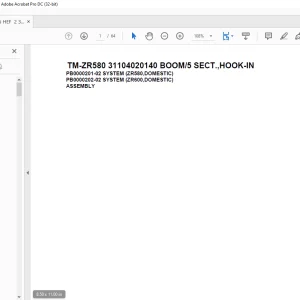 Tadano Cargo Crane TM-ZR580 31104020140 BOOM5 SECT.,HOOK-IN Parts Manual - PDF DOWNLOAD