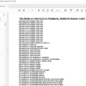 Tadano Cargo Crane TM-ZR580 41109210331A FRAME/SL,REMOTE-RADIO CONT.,HOOK-IN Parts Manual