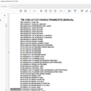 Tadano Cargo Crane TTM-1052 41133110050A FRAME/STD, Parts Manual  - PDF DOWNLOAD