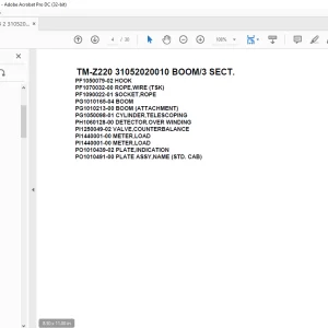 Tadano Cargo CraneTM-Z220 31052020010 BOOM/3 SECT.Parts Manual - PDF DOWNLOAD