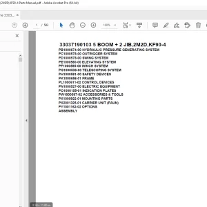 Tadano Crane 33037190103 5 BOOM + 2 JIB,2M2D,KF90-4 Parts Manual PDF