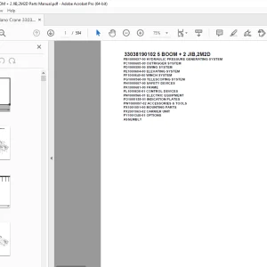 Tadano Crane 33038190102 5 BOOM + 2 JIB,2M2D Parts Manual PDF