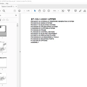 Parts Book for Tadano Crane BT-100-1-00001 UPPER - PDF Download