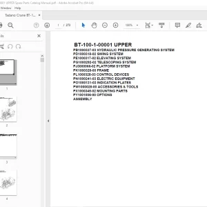 Tadano Crane BT-100-1-00001 UPPER Parts Manual - PDF DOWNLOAD