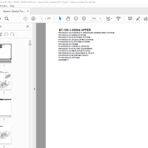 Tadano Crane BT-100-1-00004 UPPER Parts Manual - PDF DOWNLOAD