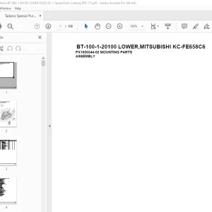 Tadano Crane BT-100-1-20100 LOWER,MITSUBISHI KC-FE658C6 Parts Manual PDF