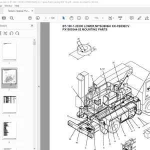 Tadano Crane BT-100-1-20300 LOWER,MITSUBISHI KK-FE63ECV Parts Manual PDF