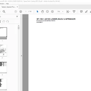 Tadano Crane BT-100-1-40100 LOWER,ISUZU U-NPR66GDR Parts Manual PDF