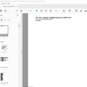 Tadano Crane BT-100-1-40200 LOWER,ISUZU KC-NPR71GY Parts Manual PDF