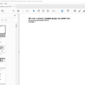 Tadano Crane BT-100-1-40300 LOWER,ISUZU KC-NPR71GY Parts Manual PDF