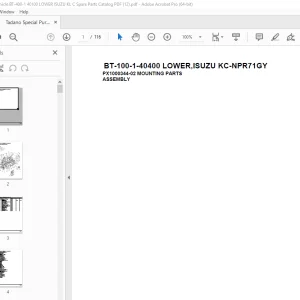 Tadano Crane BT-100-1-40400 LOWER,ISUZU KC-NPR71GY Parts Manual PDF