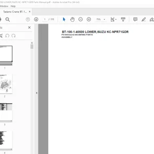 Tadano Crane BT-100-1-40500 LOWER,ISUZU KC-NPR71GDR Parts Manual PDF