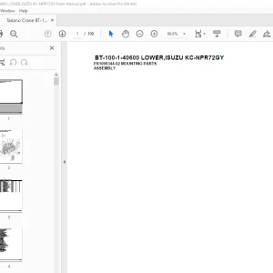 Tadano Crane BT-100-1-40600 LOWER,ISUZU KC-NPR72GY Parts Manual PDF