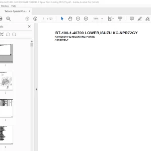 Tadano Crane BT-100-1-40700 LOWER,ISUZU KC-NPR72GY Parts Manual PDF