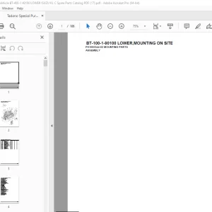 Tadano Crane BT-100-1-90100 LOWER,MOUNTING ON SITE Parts Manual PDF