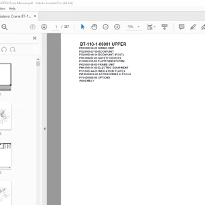 Tadano Crane BT-110-1-00001 UPPER Parts Manual - PDF DOWNLOAD