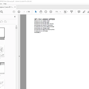 Tadano Crane BT-110-1-00002 UPPER Parts Manual - PDF DOWNLOAD