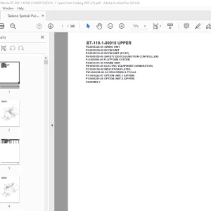 Tadano Crane BT-110-1-00010 UPPER Parts Manual - PDF DOWNLOAD