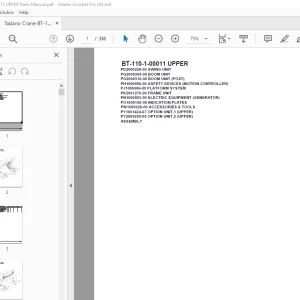 Tadano Crane BT-110-1-00011 UPPER Parts Manual - PDF DOWNLOAD