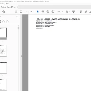 Tadano Crane BT-110-1-20100 LOWER,MITSUBISHI KK-FE63ECY Parts Manual - PDF DOWNLOAD