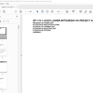 Tadano Crane BT-110-1-20200 LOWER,MITSUBISHI KK-FE83ECY 6A2 Parts Manual PDF