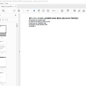 Tadano Crane BT-110-1-31000 LOWER,HINO BDG-XZU404X-TMFSD3 Parts Manual PDF