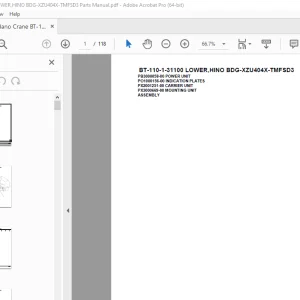 Tadano Crane BT-110-1-31100 LOWER,HINO BDG-XZU404X-TMFSD3 Parts Manual PDF