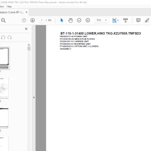 Tadano Crane BT-110-1-31400 LOWER,HINO TKG-XZU700X-TMFSD3 Parts Manual PDF
