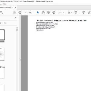 Tadano Crane BT-110-1-40200 LOWER,ISUZU KR-NPR72GDR-5LXPYT Parts Manual PDF
