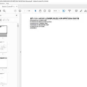 Tadano Crane BT-110-1-40300 LOWER,ISUZU KR-NPR72GN-5NXYB Parts Manual PDF