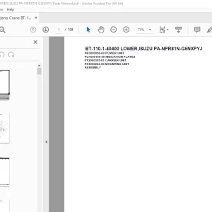 Tadano Crane BT-110-1-40400 LOWER,ISUZU PA-NPR81N-G5NXPYJ Parts Manual PDF