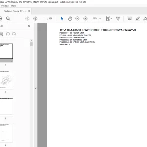 Tadano Crane BT-110-1-40500 LOWER,ISUZU TKG-NPR85YN-FN5AY-D Parts Manual PDF