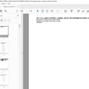Tadano Crane BT-110-1-40813 UPPER, LOWER, ISUZU 2PG-NPR88YN-FN5AY-D Parts Manual PDF