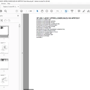 Tadano Crane BT-200-1-40301 UPPER,LOWER,ISUZU KK-NPR72GY Parts Manual PDF