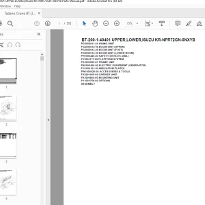 Tadano Crane BT-200-1-40401 UPPER,LOWER,ISUZU KR-NPR72GN-5NXYB Parts Manual PDF