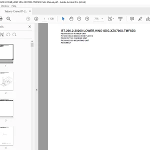 Tadano Crane BT-200-2-30200 LOWER,HINO SDG-XZU700X-TMFSD3 Parts Manual PDF