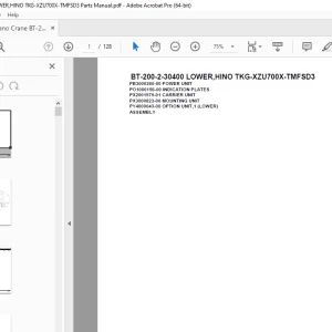 Tadano Crane BT-200-2-30400 LOWER,HINO TKG-XZU700X-TMFSD3 Parts Manual PDF