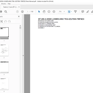 Tadano Crane BT-200-2-30500 LOWER,HINO TKG-XZU700X-TMFSD3 Parts Manual PDF