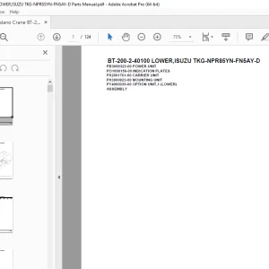 Tadano Crane BT-200-2-40100 LOWER,ISUZU TKG-NPR85YN-FN5AY-D Parts Manual PDF