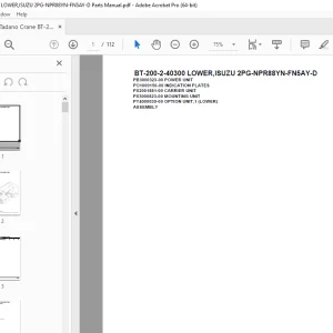 Tadano Crane BT-200-2-40300 LOWER,ISUZU 2PG-NPR88YN-FN5AY-D Parts Manual PDF