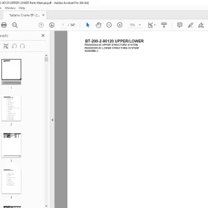 Tadano Crane BT-200-2-90120 UPPER/LOWER Parts Manual - PDF DOWNLOAD